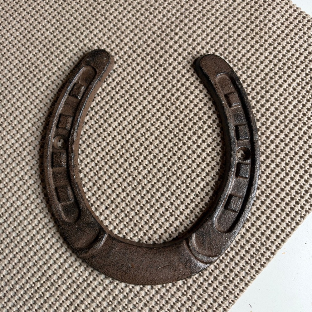 Vintage Style Cast Iron Horseshoe Wall Decor Rustic Brown Farmhouse Good Luck